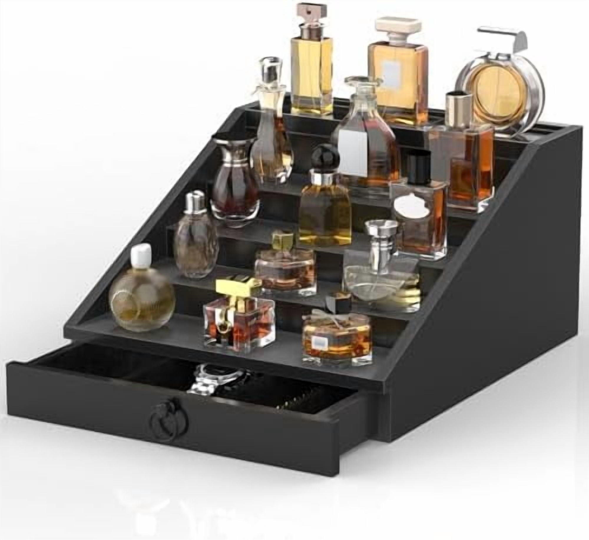 Wooden Cologne Organizer for Men Enhanced 5 Tier Cologne Stand Shelf ...