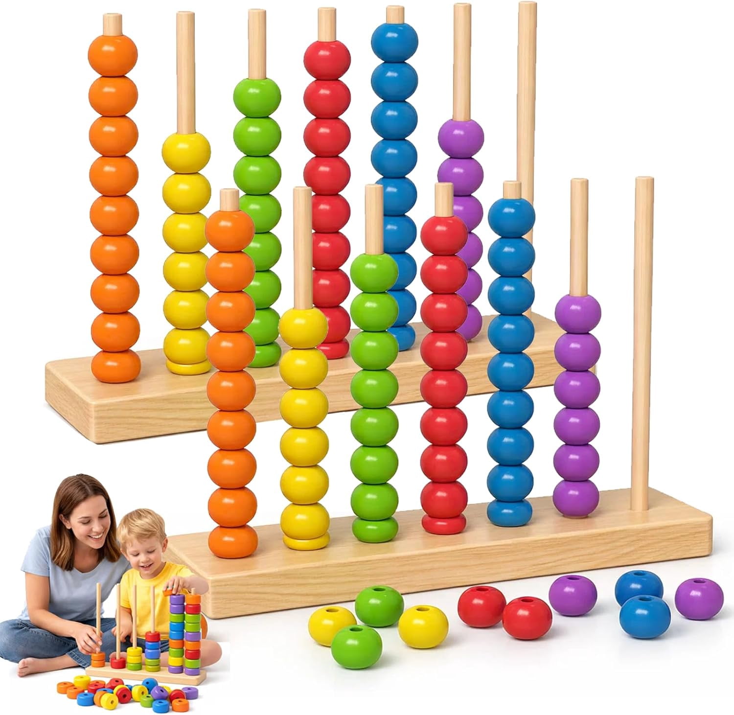 Wooden Color Stack Challenge Game, Color Stack Game that Brings Fast ...