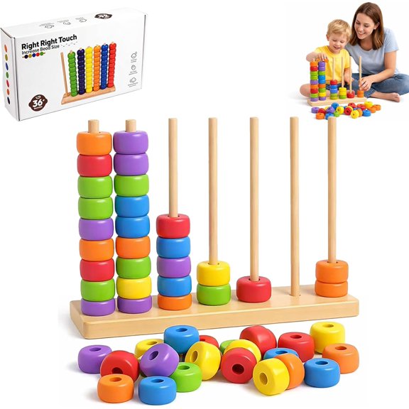 Wooden Color Stack Challenge Game, Color Stack Game that Brings Fast-Paced Stacking Fun for The Whole Family,2-4 Players,Competitive Tabletop Brain Teaser for Family Games Night (#A-1 Pcs)