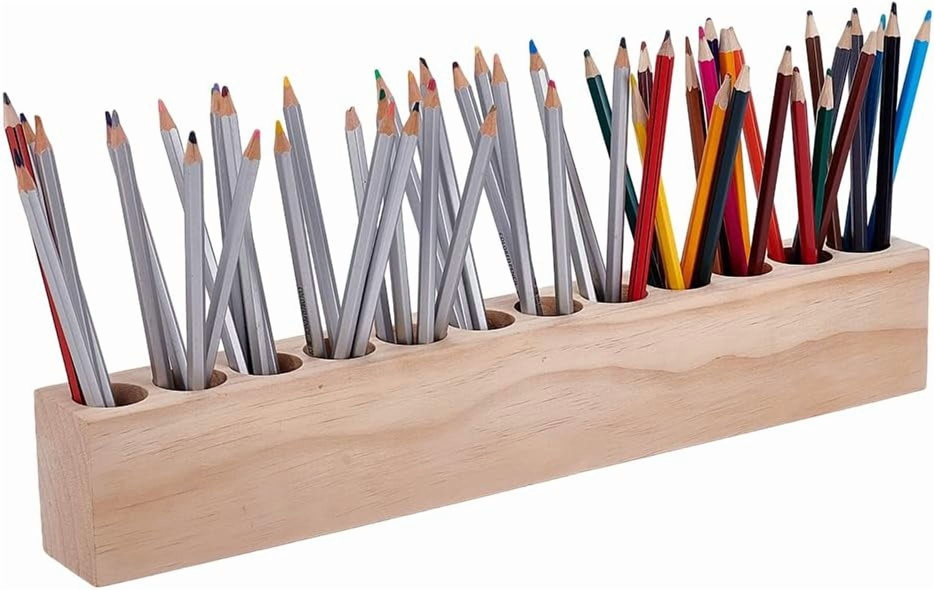 Wooden Colored Pencil Holder Crayon Holder with 12 Holes Pencils Organizer Storage for Storage Caddy Case Pen Holder for Colored Pencils Markers Crayons Desk Accessories diy