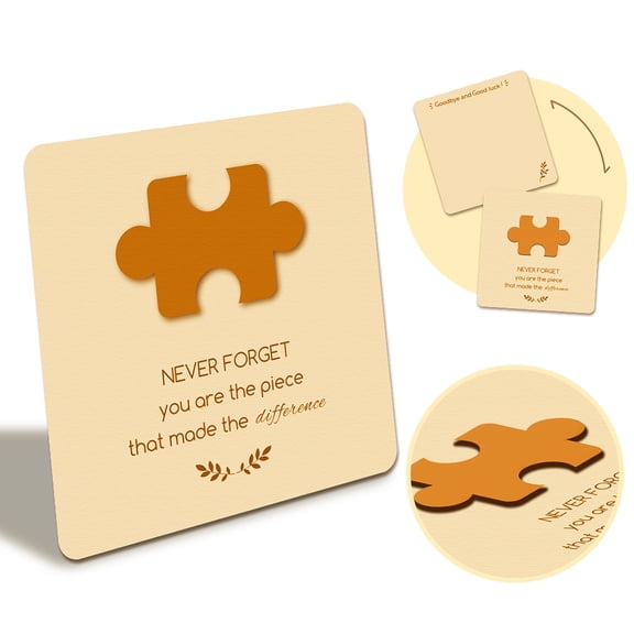 Wooden Commemorative Cards for Colleagues Farewell 5.1x5.1Inch Jigsaw Handmade Wooden Card for Colleague Retirement Square Wooden Commemorative Cards