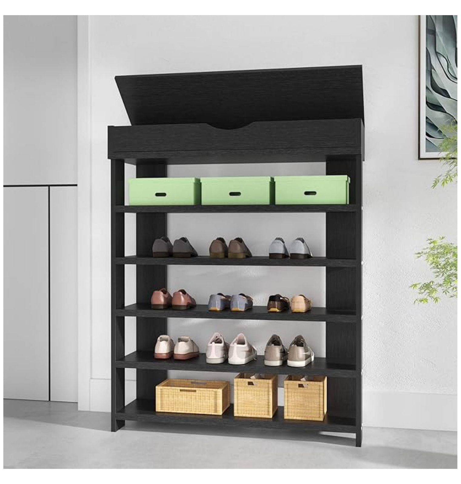Wooden Composite Shoe Rack with 5 Levels Shoe Rack for Living Room ...
