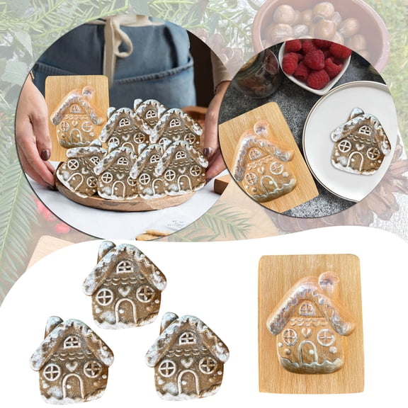 Wooden Cookie Biscuit Mold, 3D Baking Mold, Embossing Craft Decorating Baking Tool, Suitable for Halloween Thanksgiving Christmas Kitchen DIY ( Christmas House)
