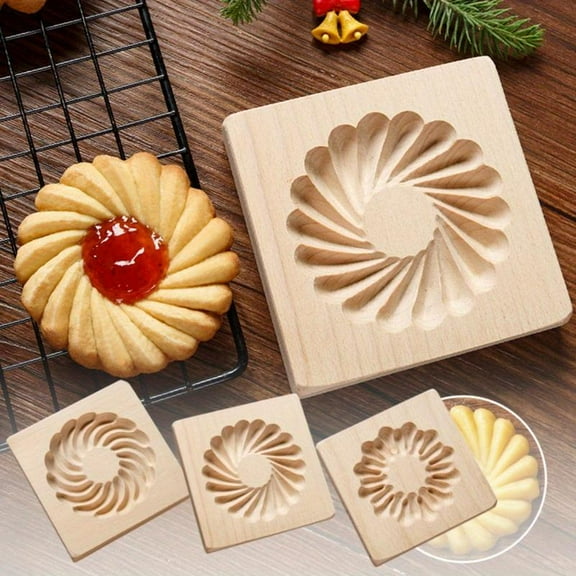Wooden Cookie Biscuit Mold, 3D Baking Mold, Embossing Craft Decorating Baking Tool, Suitable for Halloween Thanksgiving Christmas Kitchen DIY