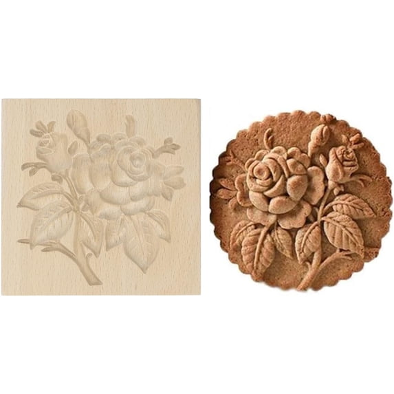 Wooden Cookie Cutter,Pine Cone & Rose Funny Wooden Cookie Mold for Baking,Gingerbread Mold,Pine Cone Mold,Baking Moulds
