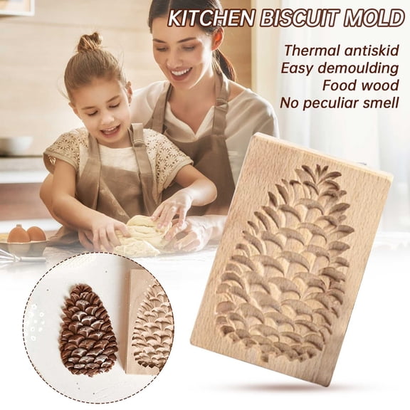 Wooden Cookie Mold Funny Cookie Stamp Diy Baking Embossing Tool For Home Restaurant(Wooden-13X8Cm)