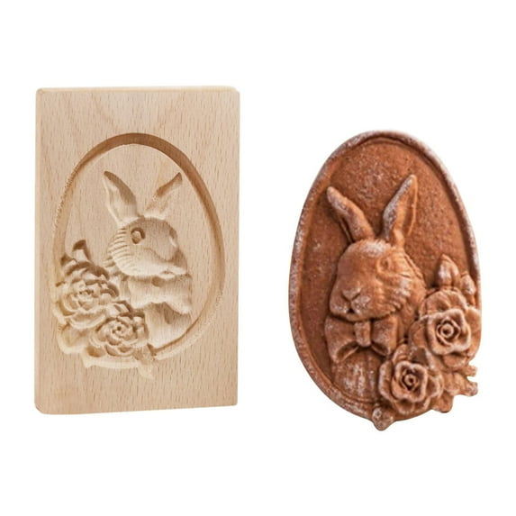 Wooden Cookie Molds - Biscuit Carved Mould DIY Stamps Cutter Embossing Mold Funny 3D Press for Valentine's Baking Tool