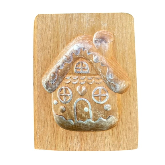 Wooden Cookie Molds, Carved Wooden Biscuit Mold Baking Cookie Mold Wooden Kitchen Cookie Cutter Embossing Press Stamp Molds Gingerbread Mold DIY Cookie Stamp (House)