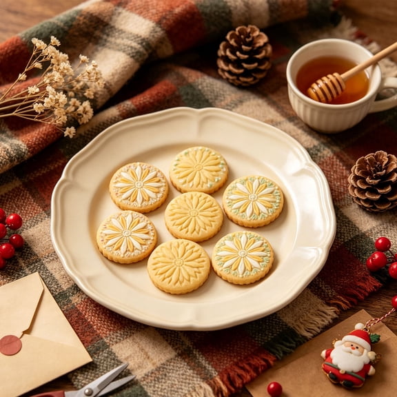 Wooden Cookie Stamp, Carved Embossing Press Mold with Handle, Festive Baking Tool for Kitchen DIY Treats