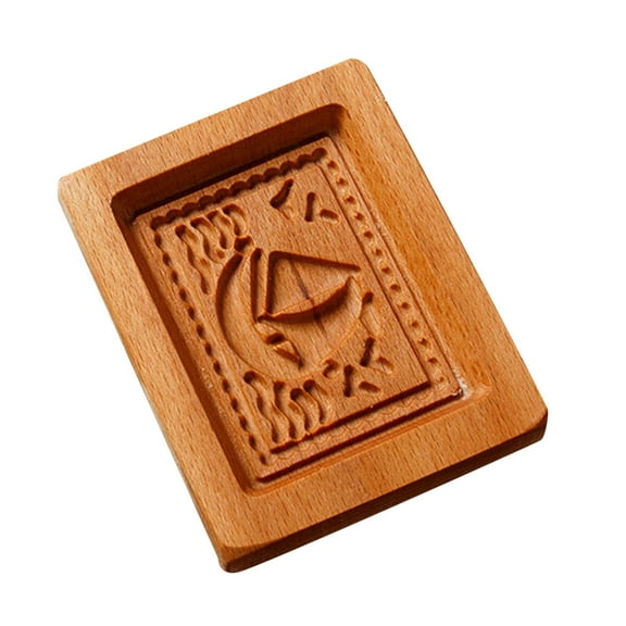 Wooden Cookie Stamp Embossing Tool Food Grade Wood Cookie Cutter Decorative Baking Mold for Cookies Pie Crusts Gummies Clay Crafting Kitchen Baking Supplies