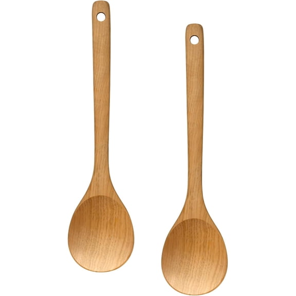 Wooden Cooking Spoon 2PC, Large 12" Solid Wood Serving Spoons Set for Mixing Stirring, Maple Wood Nonstick Kitchen Utensils Tableware Ladle Scoop.
