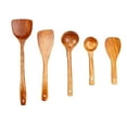 thumbnail image 1 of Wooden Cooking Utensil Set, 5 Piece Heat Resistant Cookware Tool for Home Kitchen Daily Cooking, Non Scratch Wood Spatula Spoon Kit for Household Meal Making, 1 of 9