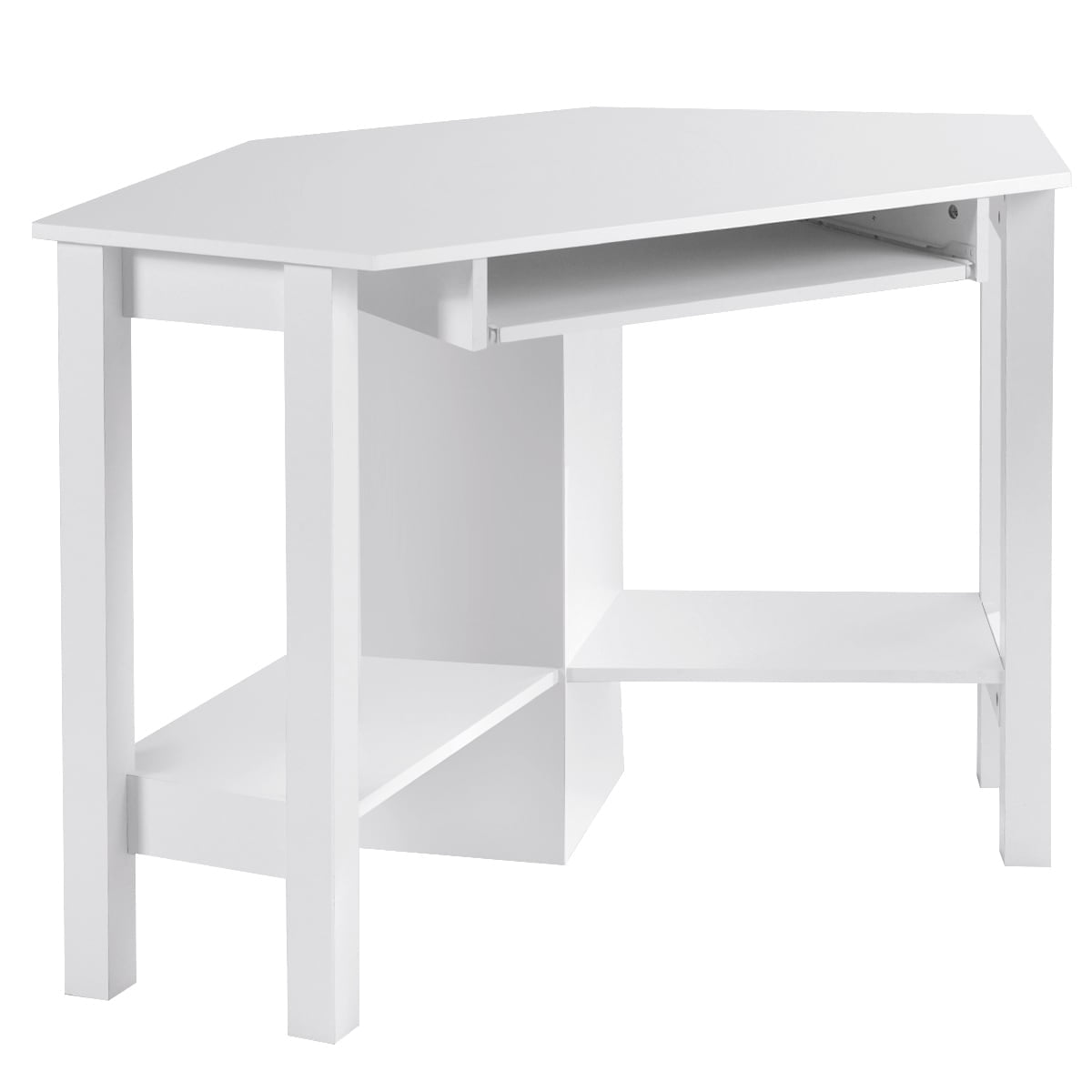 Wooden Corner Computer Desk with Drawer Office Study Table White