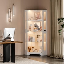 Glass Curio Showcase Cabinet 4-Tier Layout Corner Structure with Doors ...