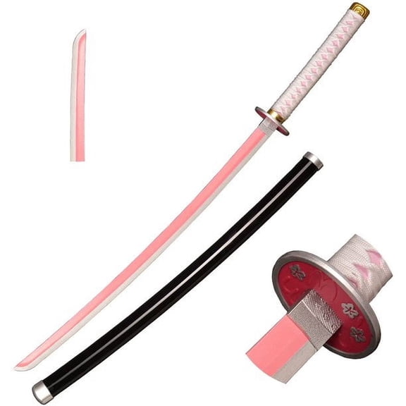 Wooden Cosplay Anime Swords, Tsuyuri Kanao Samurai Sword, Pink, 40 in