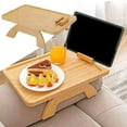 Black Clip-On Couch Arm Tray With Slide-Away Cup Holder - Sofa Side Table For Drinks, IPad, Remote