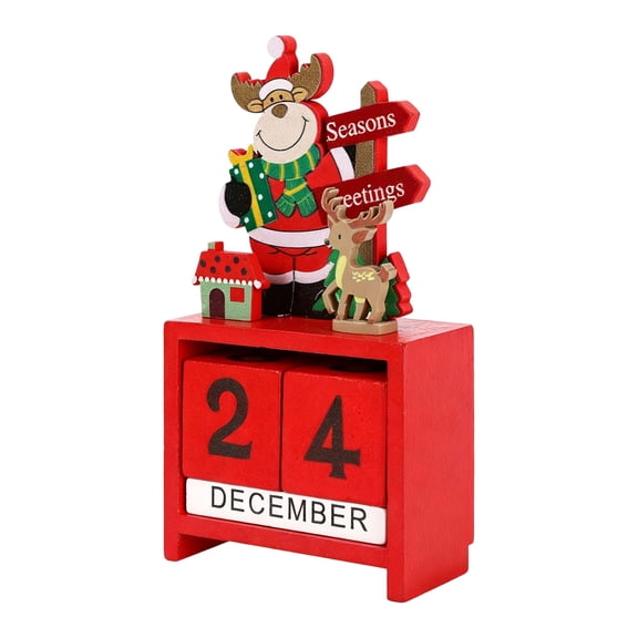 Wooden Countdown Calendar Blocks, Reusable Rustic Tabletop Ornament, Interactive Date Tracker For Winter Celebration Displays
