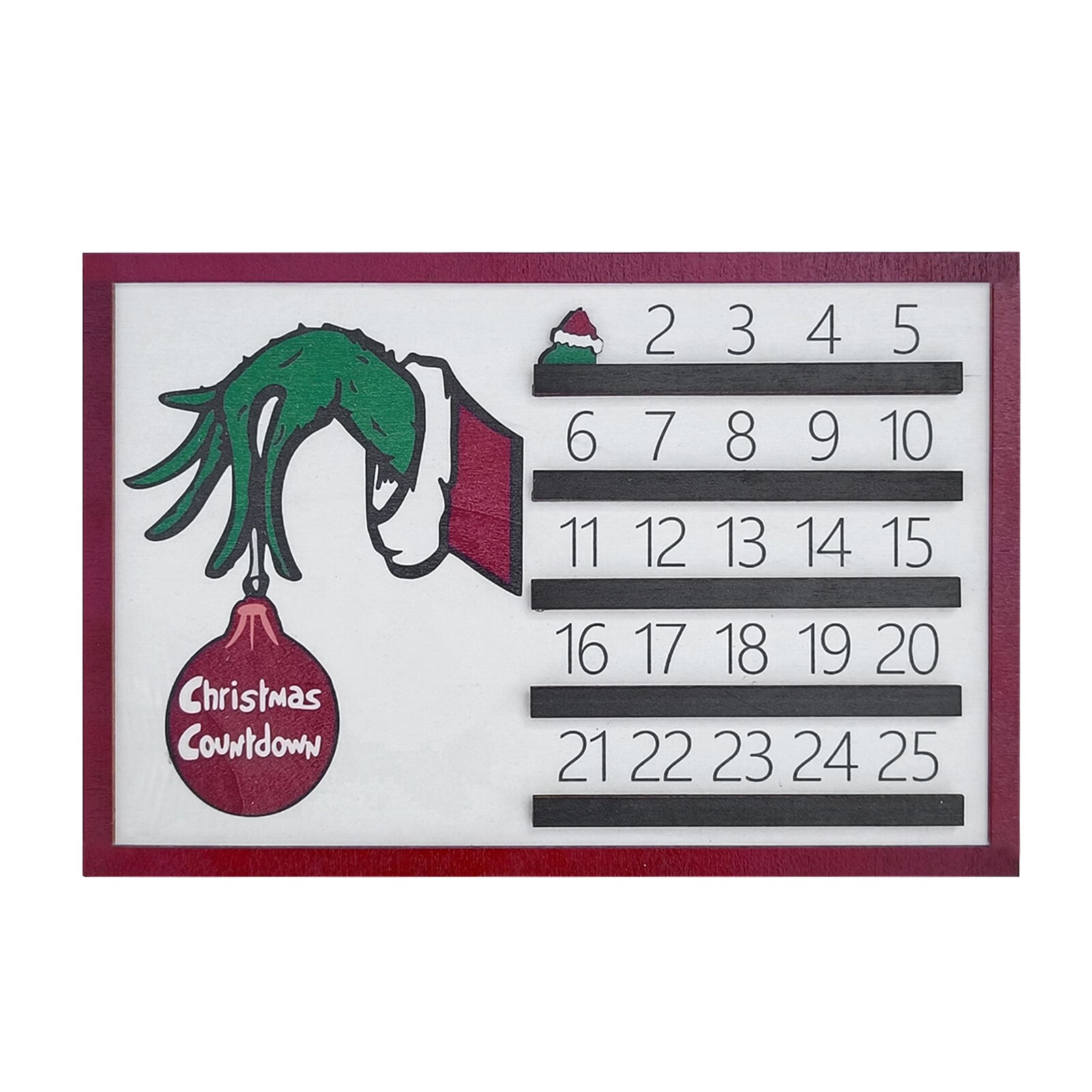 Wooden Countdown To Christmas Calendar With Moveable Christmas