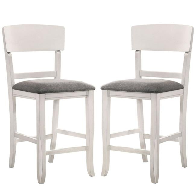 Set of 2 White and Gray Curved Back Counter Height Chairs with Padded Seat