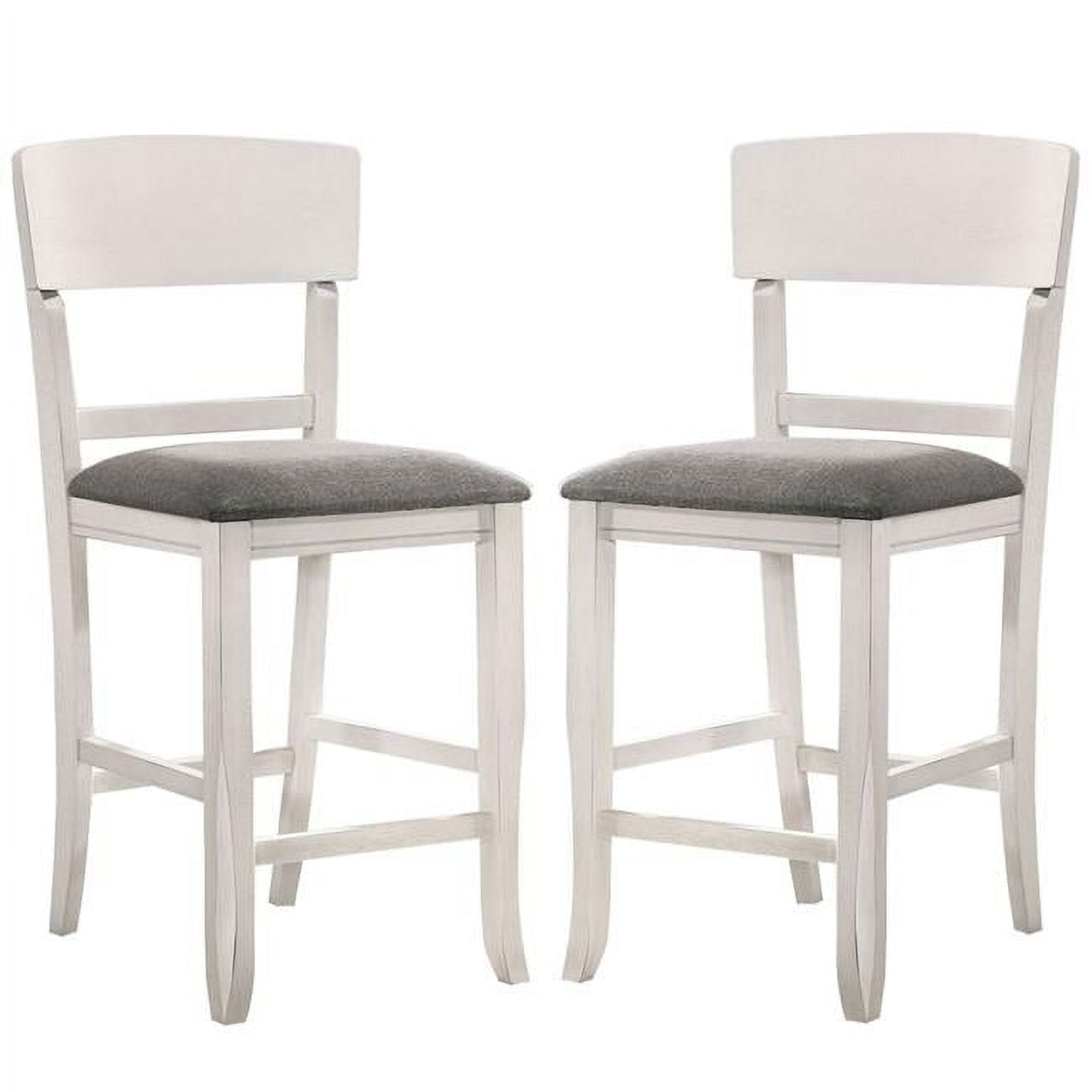 Set of 2 White and Gray Curved Back Counter Height Chairs with Padded Seat