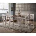 thumbnail image 1 of Wooden Counter Height Chair with Overlapped Design Back & Scoop Seat, White & Brown - 42 x 22 x 20 in. - Set of 2, 1 of 1