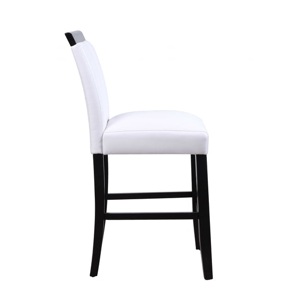 Wooden Counter Height Chairs With Cutout, Set Of Two, White And Black