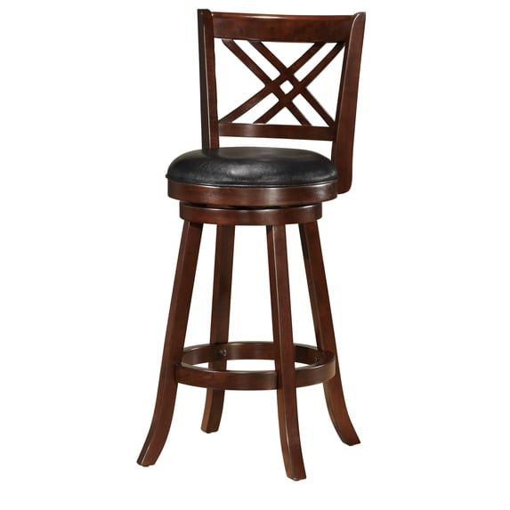 Wooden Counter Height Swivel Barstool with criss cross back Brown