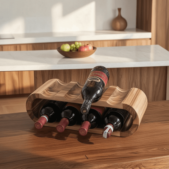 Wooden Countertop Wine Rack, 8 Bottles Tabletop Wine Bottle Holder, Freestanding Wine Storage Great for Home Decor, Bar, Wine Cellar, Cabinet, Pantry No Assembly Required