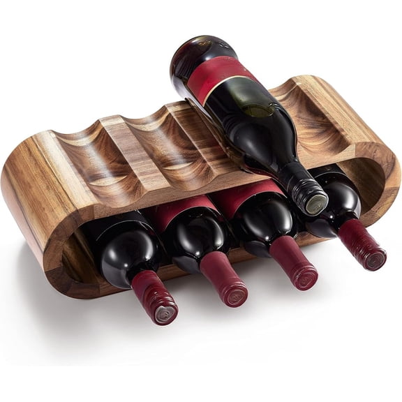 Wooden Countertop Wine Rack Wine Holder Stand Freestanding Wine Storage Home Decor No Assembly Required