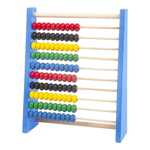 Wooden Counting Abacus Colorful Bead Frame Math Learning Tool Desktop Counting Toy for Home Learning Activity Blue 9.45x7.87x1.97Inch
