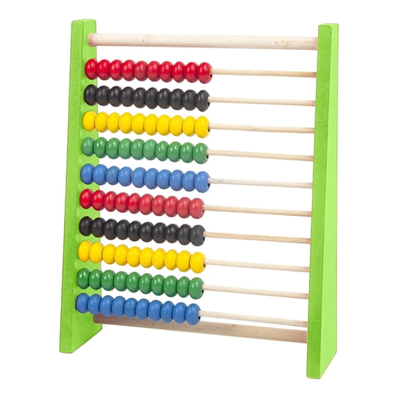 Wooden Counting Abacus Colorful Bead Frame Math Learning Tool Desktop Counting Toy for Home Learning Activity Green 7.87x6.3x1.97Inch