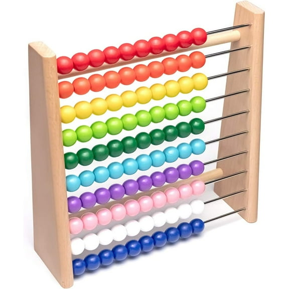 Wooden Counting Frame, Abacus for Kids Learning Math, Montessori-Inspired Visual Learning Aid Simplifies Counting Steps for Pre-School To Primary School Children, Durable Beech