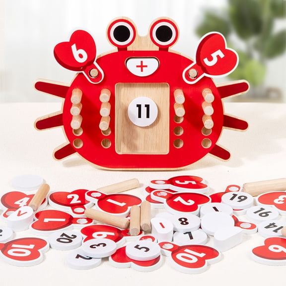 Wooden Crab Number Calculation Teaching Toy, Interactive Addition Subtraction Math Learning Tool, Early Education Puzzle for Kids Hands-On Arithmetic Practice