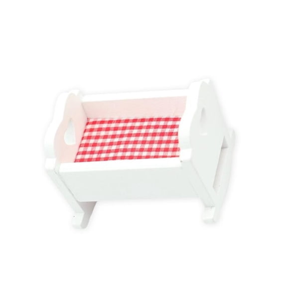 Wooden Cradle Nursery Room Furniture 1/12 Dollhouses Miniature Display Accessory