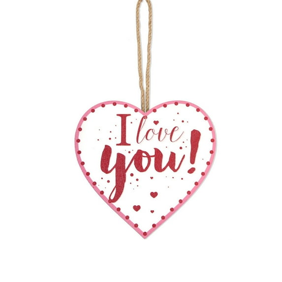 Wooden Craft Heart Shaped Decorative Pendant For Home & Event Decoration, Valentines Day Party & Wedding Decoration, Love Hanging Sign With I Love You Text 2D Flat Hanging