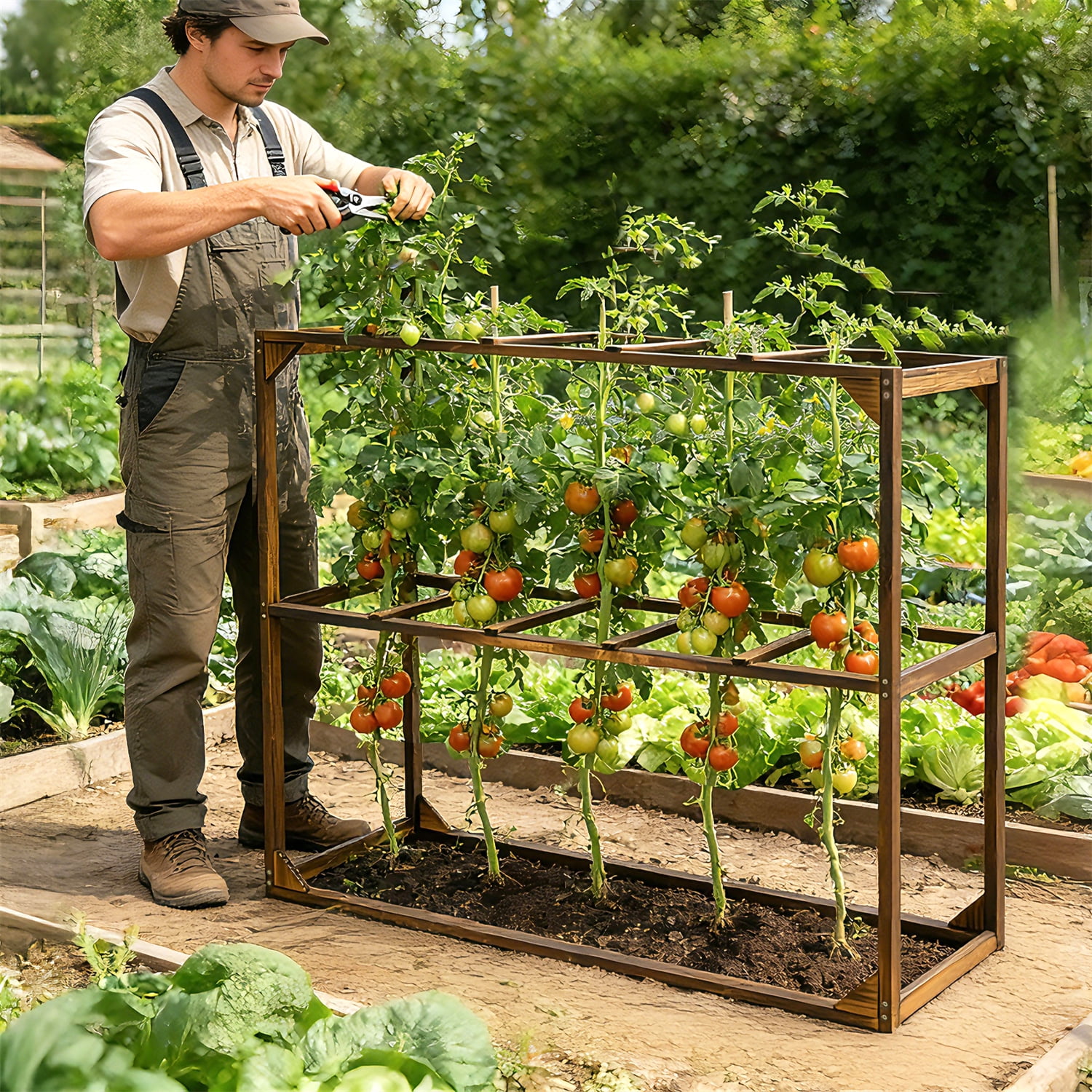 Wooden Cranberry Yrellis Outdoor Garden Yard Climbing Plants Raspberry  Tomato Growing Support Trellis Shelf Rack - Walmart.com
