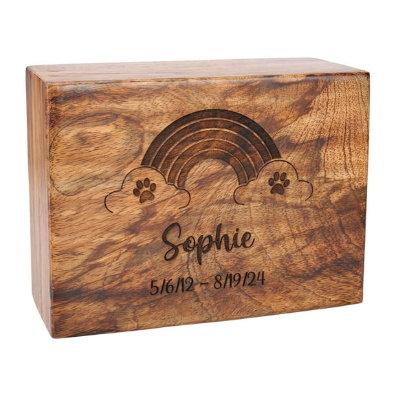 Wooden Cremation Urn for Ashes Pets Cat Dog, Small Memorial Box for Animals and Human Adult, A Comforting Tribute to Cherished Companions – Small (6”x4”x3”) - 25 lbs or 11 Kg