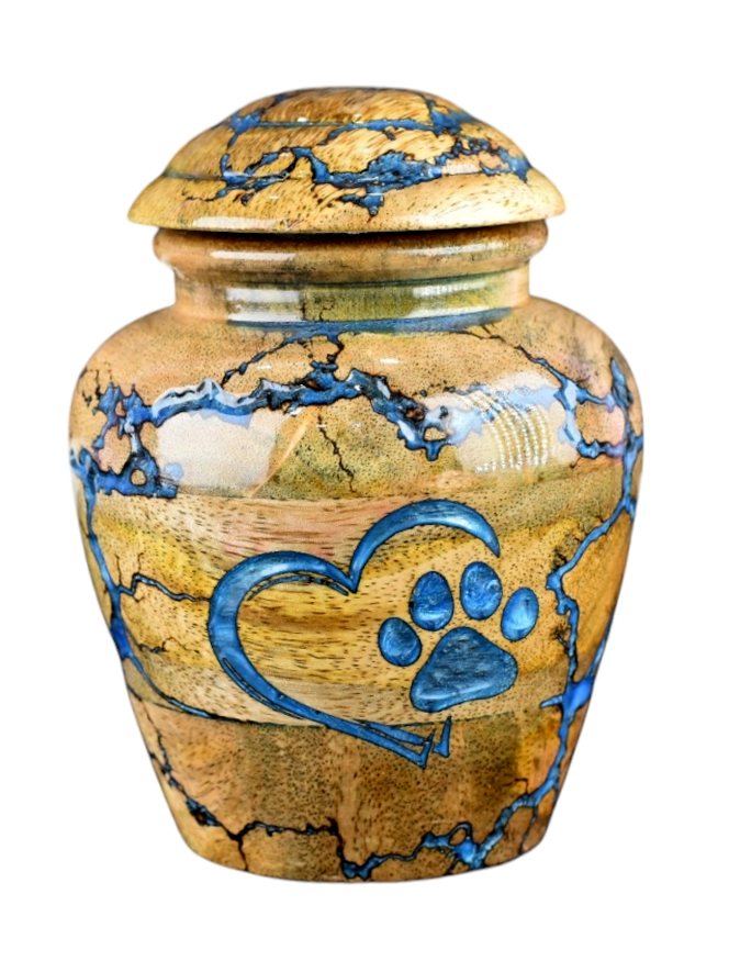 Wooden Cremation Urn For Pets Ashes - Resin Urn Box For Dog Ashes Urn For Cats Ashes Urn - Handmade