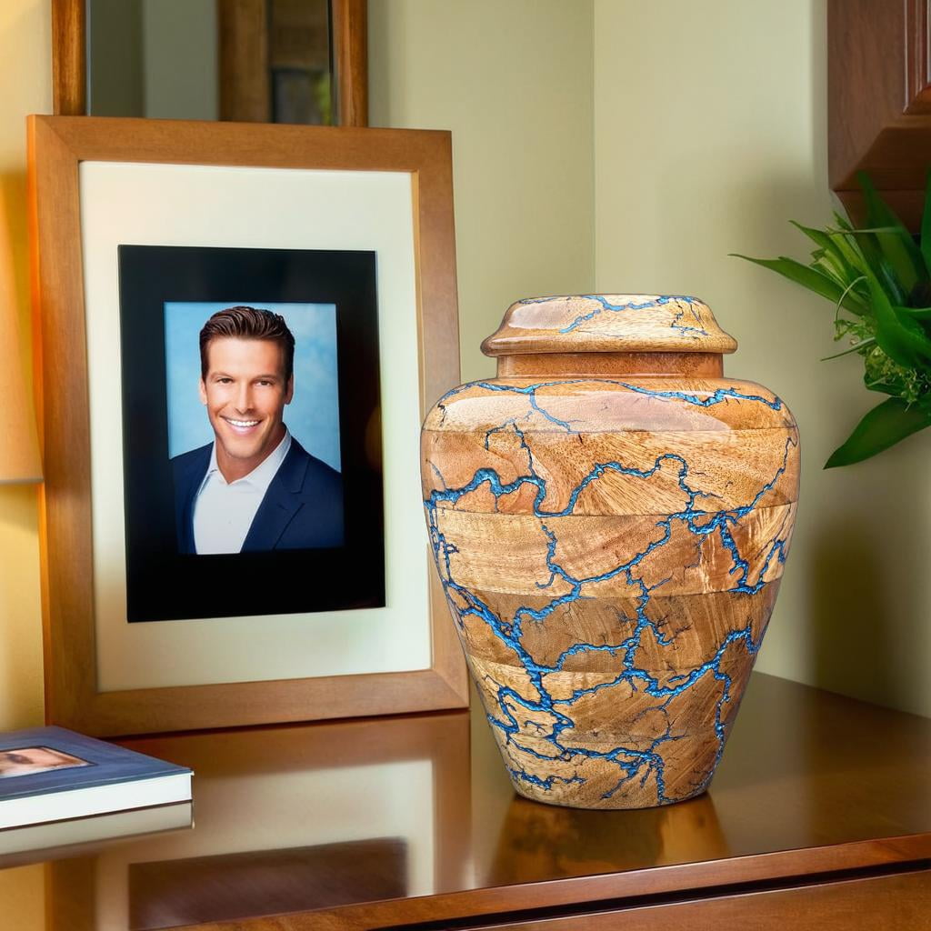 Wooden Cremation Urn for Human Ashes Handcrafted Urn for Adult Men & Women Memorial Urn for Ashes Decorative Burial & Funeral Urn