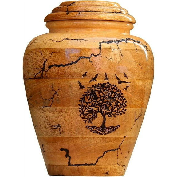 Wooden Cremation Urns for Human Ashes Adult, Tree of Life Ashes Urn Box for Male/Female Ashes, Decorative Urn for Pet Ashes, Keepsake Urn for Dog Ashes. (Small (30 Cu/in))