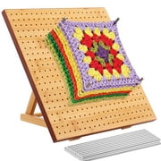 Wooden Crochet Blocking Board Reusable Handcrafted Knitting Blocking Mat Set with Steel Pins Large Eye Needle Crochet Hook and Base for Knitting Crochet Needlework