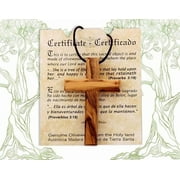 Olive Wood Hanging Crucifix with Cotton Cord - Necklace, Certificate of Origin -The Jerusalem Gift Shop Shop
