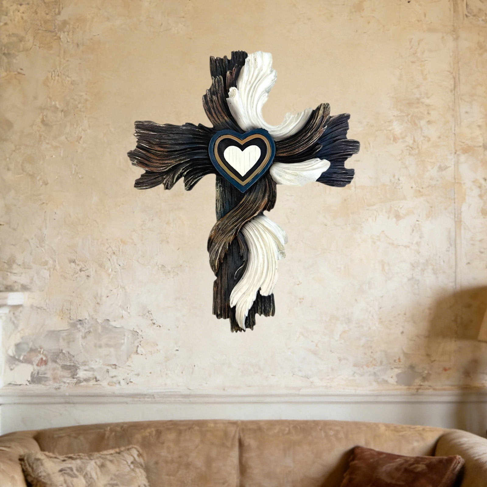 Wooden Crucifix Wall Hanging Decor - Religious Spiritual Gift for Home ...