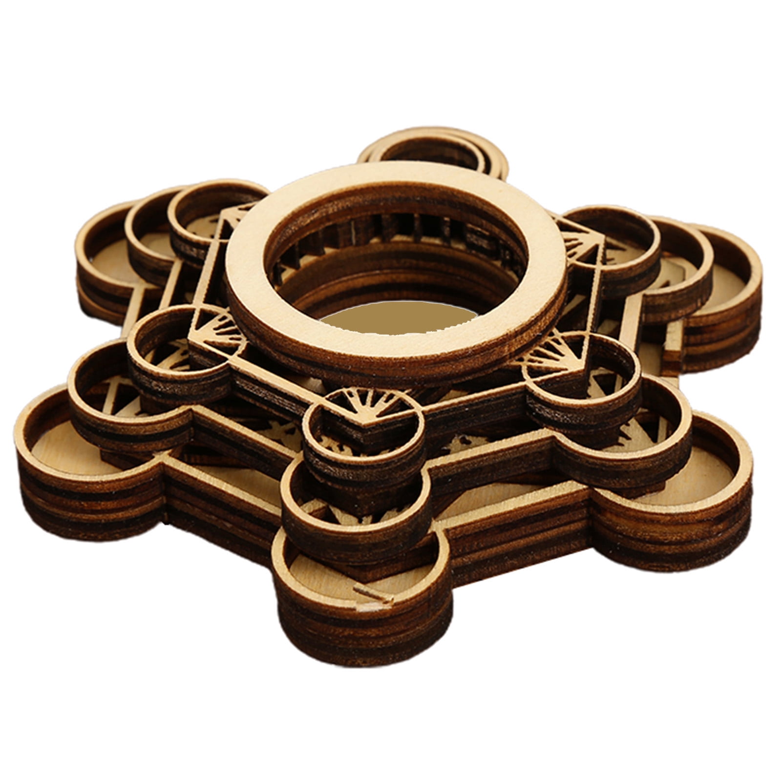 Wooden Crystal Holder / Lotus Base, Geometric Decorative Crystal Ball