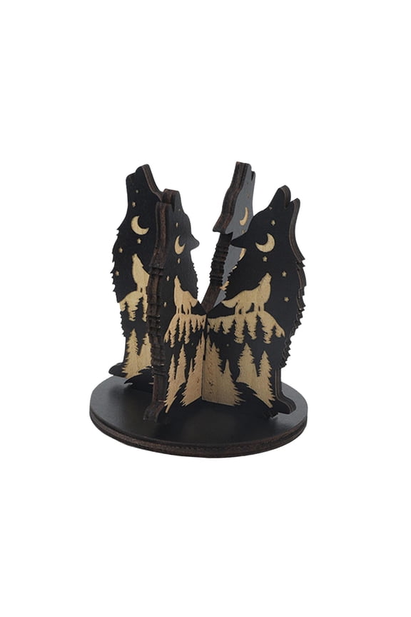 Wooden Crystal Holder Crystal Stand Racks Rock Crystal Ball Desktop Support Stone Shelf Bracket for Agate Egg Marble Mineral Collectibles Moon Wolf Pattern