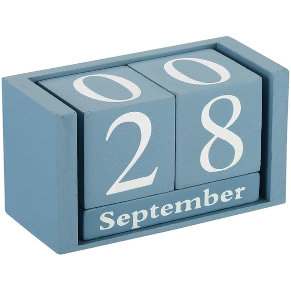 Wooden Cube Calendar Topboutique Perpetual Calendar Date Month Display Blocks Reusable Cute Calendar Desktop Decor for Home Office Teacher Classroom Gift (1 Pack Blue)