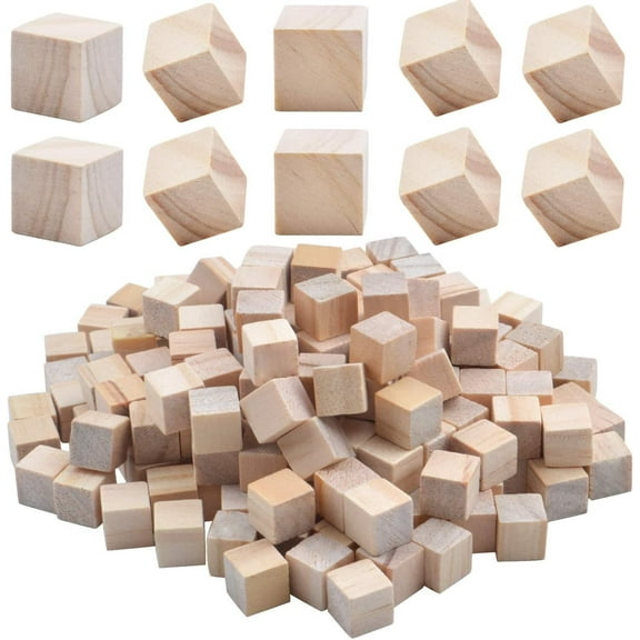 Wooden Cubes, 200 Pieces Natural Square Wooden Blocks Unfinished Craft Wooden Squares