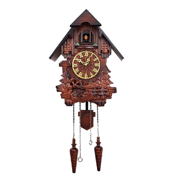 Wooden Cuckoo Clock, Vintage Grandfather Clocks for Wall, Decorative Old Fashion Bird Clock with Night Mode & Volume Adjustable, Coo Coo Pendulum Clocks Wall, Antique Home Decor Gift