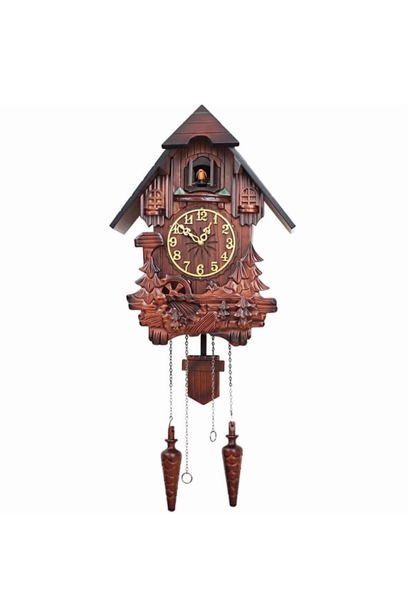 Wooden Cuckoo Clock, Vintage Grandfather Clocks for Wall, Decorative Old Fashion Bird Clock with Volume Adjustable & Night Mode, Coo Coo Pendulum Clocks Wall, Antique Home Decor Gift