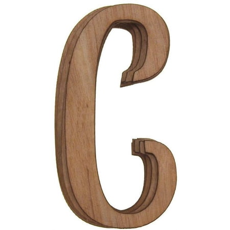 Wooden Cursive Letter C, Natural, 3-Inch, 6-Piece